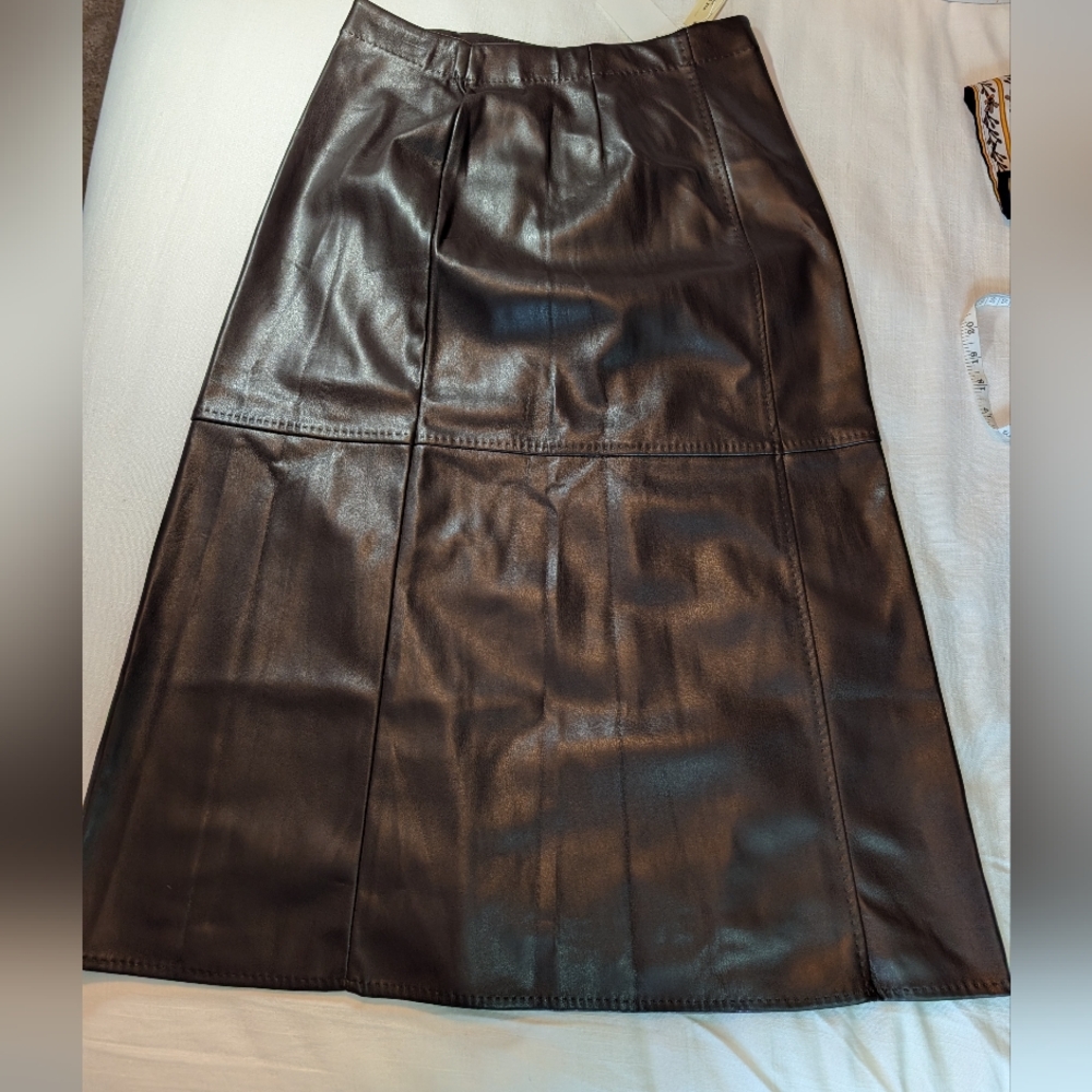 Max Studio Brown A-Line 'Leather' Skirt